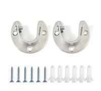 RYHHH 2 Pièces Supports de Tige à Bride, Support Tringle Penderie en Forme De U, avec Vis, Convient pour Les Tiges de Placard 28mm, Convient pour Armoires, Rideaux, Salles de Bains-Argent