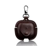 RYHHH Coque Compatible avec AirPods 4, Housse en Cuir pour AirPods 4, Coque pour Airpods 4, Protective Case for Apple Airpods, avec Mousqueton, Témoin LED Visible(Marron Foncé)