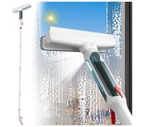 RYJYQYX Vaporisateur 4 en 1 Lave Vitre Telescopique avec Manche Telescopique 190cm, Raclette Vitre Professionnel avec Collecteur D'eaux Usées Et 5 Chiffons pour Fenêtre Haute Intérieure/Extérieure