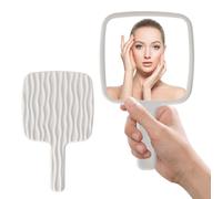 Rylae Miroirs à Main, Miroir Maquillage avec Poignée, Miroir Maquillage, Miroirs à Main Professionnel, Coiffeur Douche pour Salon Petite Forme Carrée Portable pour Voyage Festival (Blanc)
