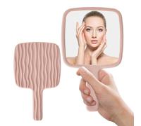 Rylae Miroirs à Main, Miroir Maquillage avec Poignée, Miroir Maquillage, Miroirs à Main Professionnel, Coiffeur Douche pour Salon Petite Forme Carrée Portable pour Voyage Festival (Rose)