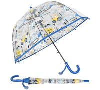 Rylae Parapluie à bulles transparent pour enfants Poignée courbée Dôme transparent Léger et mignon Nervures à 8 Fibres, Pelleteuse Parapluie de sécurité pour enfants Kids Clear Umbrella