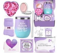 RYLIFEOGI Cadeaux d'anniversaire pour femme, lot de 10 cadeaux exquis comprenant gobelet, bracelet en pierre, miroir et porte-clés, coffret cadeau d'anniversaire pour femme, épouse, maman, sœur