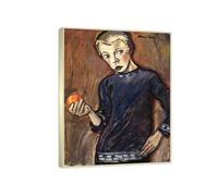 RYLJCZ Albert Bloch Célèbre reproduction d'art mural- (Boy with Orange) - Impressions sur toile abstraites- Images d'art mural pour la décoration du salon(55x72cm(21.6x28.3in)/Cadres à champagne)