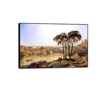 RYLJCZ Été par Jasper Francis Cropsey Impression sur toile.tableau de paysage célèbre-Art mural encadré prêt à accrocher pour la décoration. (40x60 cm (15,8x23,7)/cadre noir)