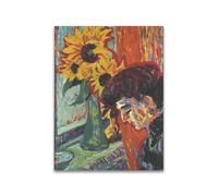 RYLJCZ Ludwig Kirchner (Front of Sunflowers) Reproductions d'œuvres d'art célèbres - Impressions sur toile abstraites - Tableaux décoratifs pour le salon(30x45cm(11.8x17.7in)/sans cadre)