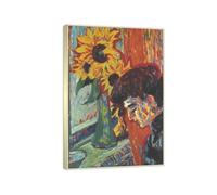 RYLJCZ Ludwig Kirchner (Front of Sunflowers) Reproductions d'œuvres d'art célèbres - Impressions sur toile abstraites - Tableaux décoratifs pour le salon(40x60cm(15.8x23.7in)/Cadres à champagne)