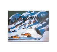 RYLJCZ Ludwig Kirchner (Houses in the Snow) Reproductions d'œuvres d'art célèbres - Impressions sur toile abstraites - Tableaux décoratifs pour le salon(55x72cm(21.6x28.3in)/sans cadre)