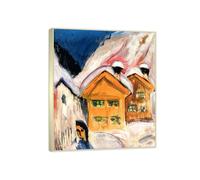 RYLJCZ Ludwig Kirchner (Houses in the Snow) Reproductions d'œuvres d'art célèbres - Impressions sur toile abstraites - Tableaux décoratifs pour le salon(30x35cm(11.8x13.7in)/Cadres à champagne)