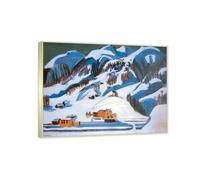 RYLJCZ Ludwig Kirchner (Houses in the Snow) Reproductions d'œuvres d'art célèbres - Impressions sur toile abstraites - Tableaux décoratifs pour le salon(40x50cm(15.8x19.7in)/Cadres à champagne)