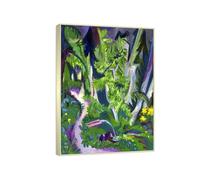 RYLJCZ Ludwig Kirchner (Mountain Forest) Reproductions d'œuvres d'art célèbres - Impressions sur toile abstraites - Tableaux décoratifs pour le salon(50x70cm(19.7x27.5in)/Cadres à champagne)