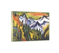 RYLJCZ Ludwig Kirchner (Mountain Top) Reproductions d'œuvres d'art célèbres - Impressions sur toile abstraites - Tableaux décoratifs pour le salon(40x50cm(15.8x19.7in)/Cadres à champagne)