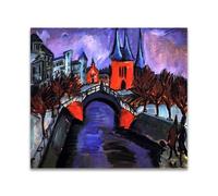 RYLJCZ Ludwig Kirchner (Rotes Eilsabethufer) Reproductions d'œuvres d'art célèbres - Impressions sur toile abstraites - Tableaux décoratifs pour le salon(50x60cm(19.7x23.7in)/sans cadre)