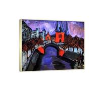 RYLJCZ Ludwig Kirchner (Rotes Eilsabethufer) Reproductions d'œuvres d'art célèbres - Impressions sur toile abstraites - Tableaux décoratifs pour le salon(60x70cm(23.7x27.5in)/Cadres à champagne)