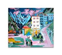 RYLJCZ Ludwig Kirchner (Station) Reproductions d'œuvres d'art célèbres - Impressions sur toile abstraites - Tableaux décoratifs pour le salon(70x70cm(27.6x27.6in)/sans cadre)