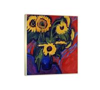 RYLJCZ Ludwig Kirchner (Sunflowers) Reproductions d'œuvres d'art célèbres - Impressions sur toile abstraites - Tableaux décoratifs pour le salon(30x35cm(11.8x13.7in)/Cadres à champagne)