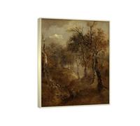 RYLJCZ Peinture murale célèbre- (Autumn Landscape) by Thomas Gainsborough- Reproductions sur toile- Tableaux pour la décoration du salon(30x40cm(11.8x15.7in)/Cadres à champagne)