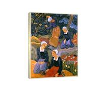 RYLJCZ Reproduction de peintures à l'huile de Paul Sérusier- Four young people- Paysage vintage- Toile murale pour la maison et le bureau 70x98cm(27.6x38.5in) Cadres champagne