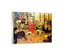 RYLJCZ Reproduction de peintures à l'huile de Paul Sérusier- Hommage - Paysage vintage- Toile murale pour la maison et le bureau 30x35cm(11.8x13.7in) Cadres champagne