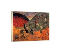 RYLJCZ Reproduction de peintures à l'huile de Paul Sérusier- Les Heures- Paysage vintage- Toile murale pour la maison et le bureau 50x60cm(19.7x23.7in) Cadres champagne