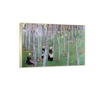 RYLJCZ Reproduction de peintures à l'huile de Paul Sérusier- Mushroom Pickers- Paysage vintage- Toile murale pour la maison et le bureau 60x84cm(23.7x33.0in Cadres champagne