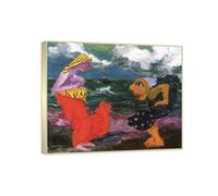 RYLJCZ Tableaux abstraits célèbres. Affiches et reproductions Emil Nolde (on the Beach).Reproduction sur toile. Tableau décoratif pour le salon.(30x35cm(11.8x13.7in)/Cadres à champagne)