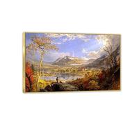 RYLJCZ Viaduc de Starrucca par Jasper Francis Cropsey Impression sur toile.tableau de paysage célèbre-Art mural encadré prêt à accrocher pour la décoration. (50x80cm(19.7x31.5in)/cadre doré)