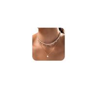 RYMAUP Collier de perles dorées pour femme - Plaqué or 14 carats - Ensemble de bijoux tendance en or pour femme