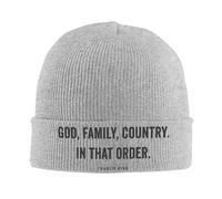 RYMHSKYBC God Family Country dans cet Ordre Charlie Kirk Chapeaux tricotés Automne-Hiver Tuque Chaud Bonnet Unisexe en Acrylique Décontracté