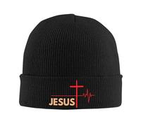 RYMHSKYBC Jesus Cross Chapeau tricoté pour Hommes Bonnets tricotés pour Femmes Tuques d’Hiver Casquette crâne Unisex Chapeau d’Hiver Doux et Chaud à Motif Tuque