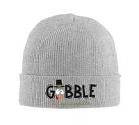 RYMHSKYBC Joyeux Thanksgiving Tuques Gobble Til You Wobble Bonnets Mignons Skullies Bonnets Craquettes Thermiques Graphiques d’Automne