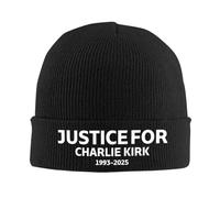 RYMHSKYBC Justice for Charlie Kirk 1993-2025 Casquettes tricotées Femmes Bonnets Hommes Bonnets décontractés Automne Hiver Chapeaux en Acrylique RIP Prière Crochet Melon Bonnet