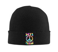 RYMHSKYBC Love Peace Tuquet, Bonnet Vintage à Motif Tricot, Streetwear rétro, Douce et Chaude idée Cadeau pour la fête des pères, Cadeau pour Un Homme et Une Femme Casquette d’extérieur