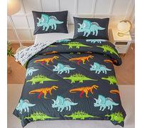 RYNGHIPY Parure de lit à Motif Dinosaure pour Enfants, garçons et Filles, Parure de lit Douce et Respirante pour Toutes Les Saisons (Noir, lit Simple)