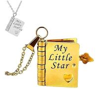 RynoPulse Collier Livre Petite Étoile, Collier Livre Ma Fille Incroyable, Ouvrable Avec 6 Pages Gravées, Cadeau pour Filles (Couleur or)