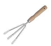 RynoPulse Cultivateur manuel à 3 dents, petit râteau en acier inoxydable, houette de jardin à 3 dents, outil de jardin, compact et robuste, poignée en bois, pour planter le sol et désherber