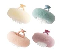 RynoPulse Éponge de bain, super douce à ventouse en forme de tournesol, 2 en 1, en maille, exfoliante, boule de douche, éponge de douche multifonction avec anneaux de doigt pour homme et femme