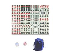 RynoPulse Mini-Jeu De Mahjong, Ensemble De Mah-Jong Chinois, avec 144 Tuiles, DéS, Nappe, Jeu De FêTe, Portable Et LéGer pour Les Voyages (Jade Color)
