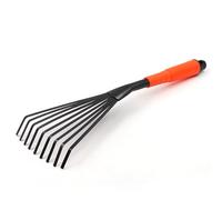 RynoPulse Râteau de jardin, râteau de désherbage, ramasse-crottes de cheval, 40,6 cm, 9 racines, râteau à feuilles en acier avec poignée ergonomique confortable, outil de jardinage professionnel