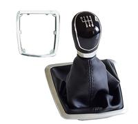 Rynplex Pommeau de levier vitesse avec couvercle anti-poussière, poignée, for Ford, for Focus, 2 MK2 FL C-MAX 2006-2011 MK3 MK4 MK7 Galaxy Pommeau de levier de vitesse(Black-6Speed-Big)