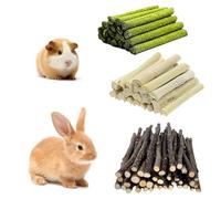 Rynvarl 300g Jouets à Mâcher pour Rongeurs - Sweet Bamboo, Bois de Pommier, Foin de Timothée - Bâtons de Dentition Riche en Fibres pour Lapins, Cochons d’Inde, Hamsters, Chinchillas, Écureuils