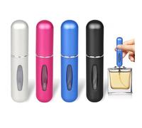 Rynvarl 4 Pièces Vaporisateurs de Parfum 5ml - Flacon Vide de Voyage avec Fenêtre Visible - Remplissage Facile par Pression, Réutilisable, Portable pour Sac à Main