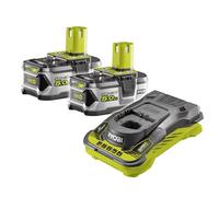 Ryobi Pack RC18150-250G 2 Batteries Lithium+ 18V ONE+ 5,0 Ah + Chargeur ultra rapide 5,0 A