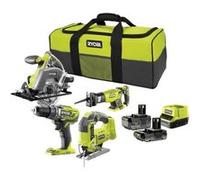 RYOBI Pack 4 outils sans fil One+ RCK184C-242S - Perceuse - 3 scies circulaire. sauteuse. sabre - 2 batteries 2Ah et 4Ah