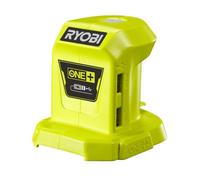 Ryobi - Chargeur USB 2 Ports (2,1 A et 1,0 A) Rapide - 100% Rétro-Compatible avec Les Batteries 18V One+ - Détecteur d'Intensité de Charge - Idéal Camping, Chantier - R18USB-0