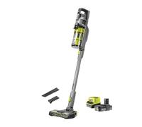 RYOBI - Aspirateur Balai 18V - 30 AW - 820 L/Min - 600 ML - Se maintient Droit - 1 Batterie Lithium+ 2,0 Ah - Chargeur 2,0 A - Livré avec 1 Brosse motorisée, 1 tête de 24 cm, 1 suceur Plat