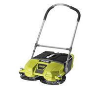 RYOBI Balayeuse 18V One+ Largeur 53 cm Bac 17L R18SW3-0 (sans Batterie) | 2 brossettes latérales rabattant les débris, allées, garages et ateliers, ramassage sans effort, vidage rapide du bac