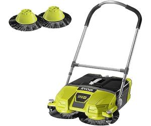 RYOBI - Balayeuse Motorisée 18V One+ - Largeur Nettoyage 53cm, Vitesse Rotation 140 TR/Min - Poignées Réglables, 4 Brosses, 1 Collecteur Transparent 17L (Batterie et Chargeur Non Inclus)