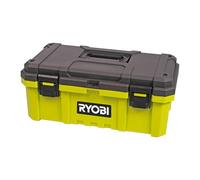 RYOBI Boîte à Outils 27 L RSTB19 Coque Rigide et Attaches Métalliques | Volume de 27 L, transport d'outils électriques et d'accessoires, structure ABS, fermetures métal, poignée, bricolage