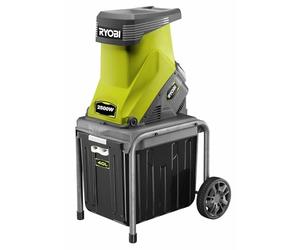 RYOBI Broyeur de Végétaux 2500 W Bac 40 L Roues RSH2545B Système à Couteaux | Broie branches, jeunes pousses et déchets verts, copeaux pour paillage, bac de ramassage amovible, transport sur roulettes